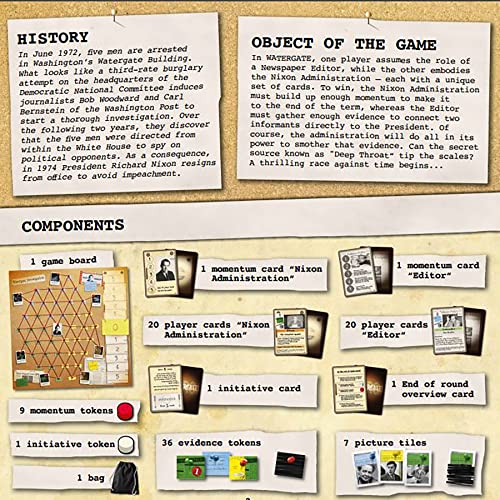 Capstone Games: Watergate, Strategy Board Game, History of Watergate Included With Game, Not Essential to Play, 2-Player Game of the Year 2019, Ages 12 and Up