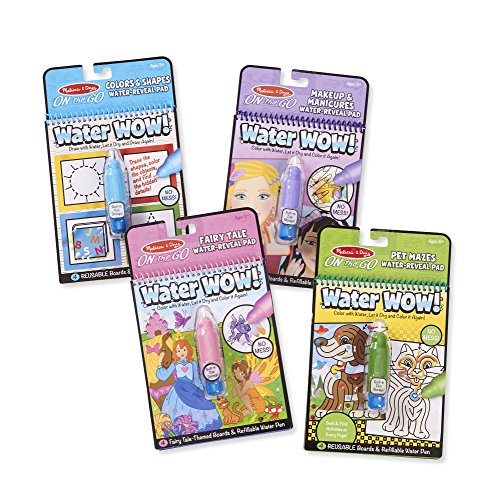 Melissa and Doug Water Wow 4 Pack (Pets, Colors, Fairy Tale and Makeup) - Travel Toys, Party Favors, Stocking Stuffers, Mess Free Water Pen Coloring Books For Toddlers And Kids Ages 3+