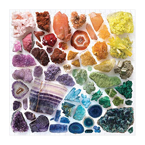 Galison Rainbow Crystals Jigsaw Puzzle, 500 Pieces, 20”x20” – Features an Array of Crystals and Gems in a Mesmerizing Rainbow of Color – Challenging, Perfect for Family Fun – Fun Indoor Activity