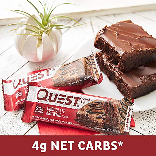 Quest Nutrition Chocolate Brownie Protein Bars, High Protein, Low Carb, Gluten Free, Keto Friendly, 12 Count