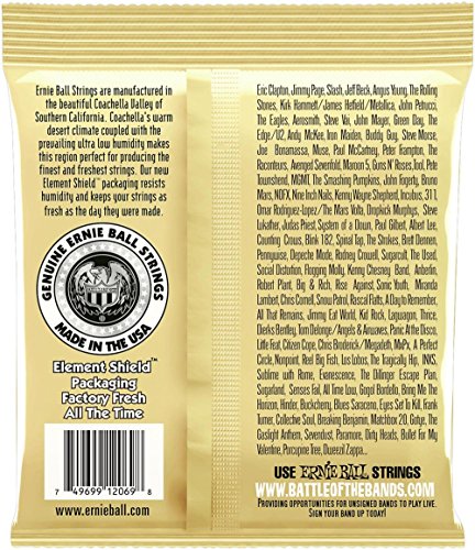 Ernie Ball Folk Nylon Clear and Gold Ball-End 80/20 Bronze Acoustic Guitar Strings, 28-42 Gauge (P02069)
