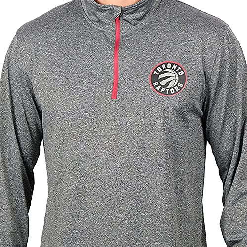 Ultra Game mens Pullover Tee NBA Men s Quarter Zip Poly Knit Long Sleeve Shirt, Heather Charcoal, Large US