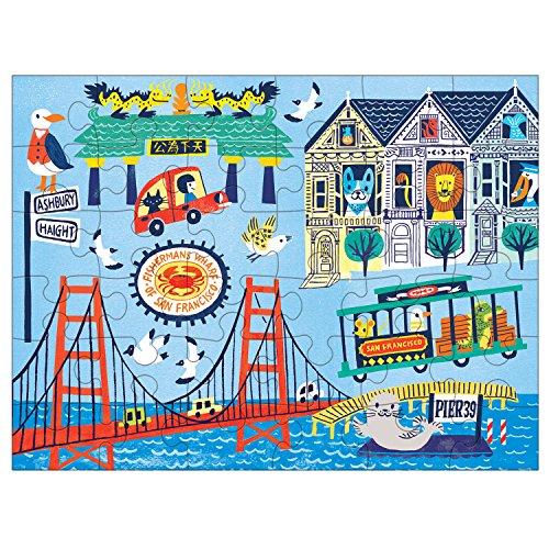 Mudpuppy San Francisco to Go Puzzle, 36 Pieces, Ages 3+, Colorful San Francisco Artwork, Travel-Friendly Bag, Made with Safe, Non-Toxic Materials