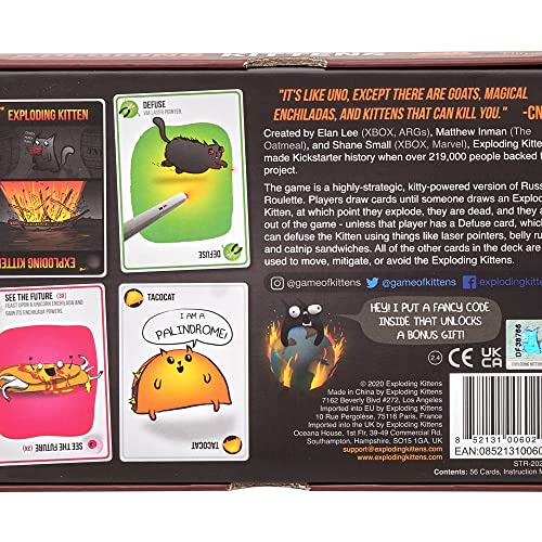 Exploding Kittens Card Game - Original Edition, Fun Family Games for Adults Teens and Kids - Fun Russian Roulette Card Games - 15 Min, Ages 7+, 2-5 Players