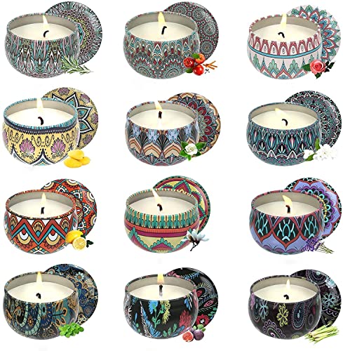 Scented Candles, 12 Pack Soy Wax Candles for Home Scented, 2.5oz Scented Candle Gift Set for Women, Lavender Jar Candles for Relaxation, Stress Relief, Bath, Yoga, Christmas, Birthday