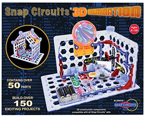 Snap Circuits 3D Illumination Electronics Exploration Kit | Over 150 STEM Projects | Full Color Project Manual | 50+ Parts | Educational Toys for Kids 8+