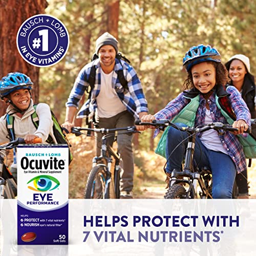 Ocuvite Eye Vitamin and Mineral Supplement, Contains Zinc, Vitamins C, D, E, Omega 3, Lutein and Zeaxanthin, 50 Count