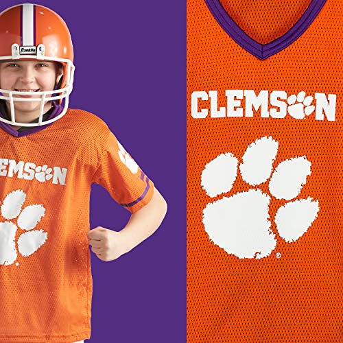 Franklin Sports Clemson Tigers Kids College Football Uniform Set - NCAA Youth Football Uniform Costume - Helmet, Jersey, Chinstrap Set - Kids 5-9
