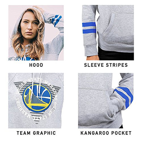 Ultra Game NBA San Antonio Spurs Womens Soft Fleece Pullover Hoodie Sweatshirt With Varsity Stripe, Heather Gray, Small