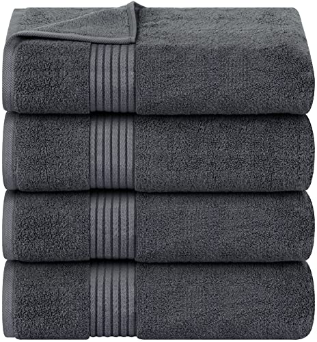 Utopia Towels 4 Piece Luxury Bath Towels Set, (27 x 54 Inches) 100% Ring Spun Cotton 600GSM, Lightweight and Highly Absorbent Quick Drying Towels for Bathroom, Gym, Spa, and Hotel (Grey)