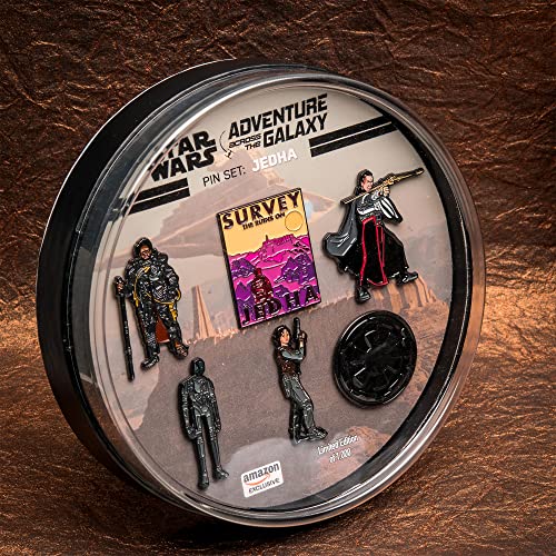 STAR WARS Adventure Across The Galaxy: Survey The Runs On Jedha Metal-Based and Enamel 6 Pin Set with Officially Licensed Box (Amazon Exclusive). Pin Set Color: Multicolor.