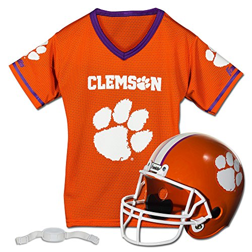 Franklin Sports Clemson Tigers Kids College Football Uniform Set - NCAA Youth Football Uniform Costume - Helmet, Jersey, Chinstrap Set - Kids 5-9
