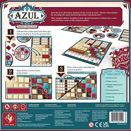 Azul Master Chocolatier Board Game | Strategy Game | Abstract Puzzle Game | Family Game for Adults and Kids | Ages 8+ | 2-4 Players | Average Playtime 30-45 Minutes | Made by Next Move Games
