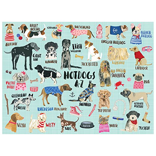 Mudpuppy Hot Dogs A-Z Puzzle, 1000 Piece Dog Jigsaw Puzzle, 27”x20”, Perfect for Ages 8-99+, Family Puzzle to Celebrate Dogs, Illustrations of 26 Dog Breeds, Great Gift for Dog Lovers