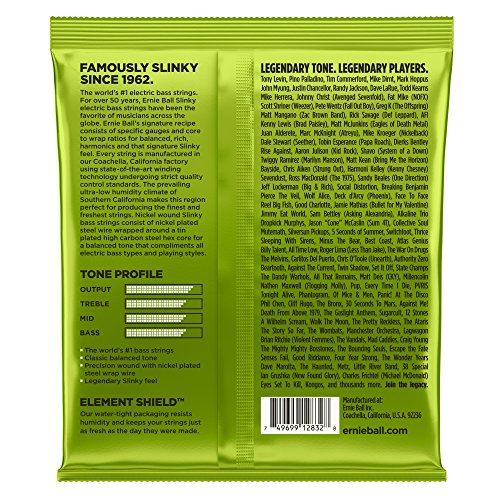 Ernie Ball Regular Slinky Nickel Wound Bass Guitar Strings, 50-105 Gauge (P02832)