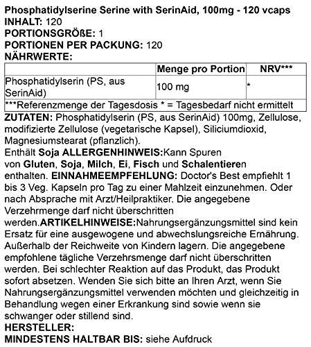 Doctor's Best Best Phosphatidyl Serine 100, 120-Count