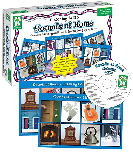 Key Education Listening Lotto: Sounds at Home, Children's Auditory, Pre-Reading Language Learning Matching Board Game, 12 Photographic Game Boards With Audio CD, 1-12 Players, Ages 4+