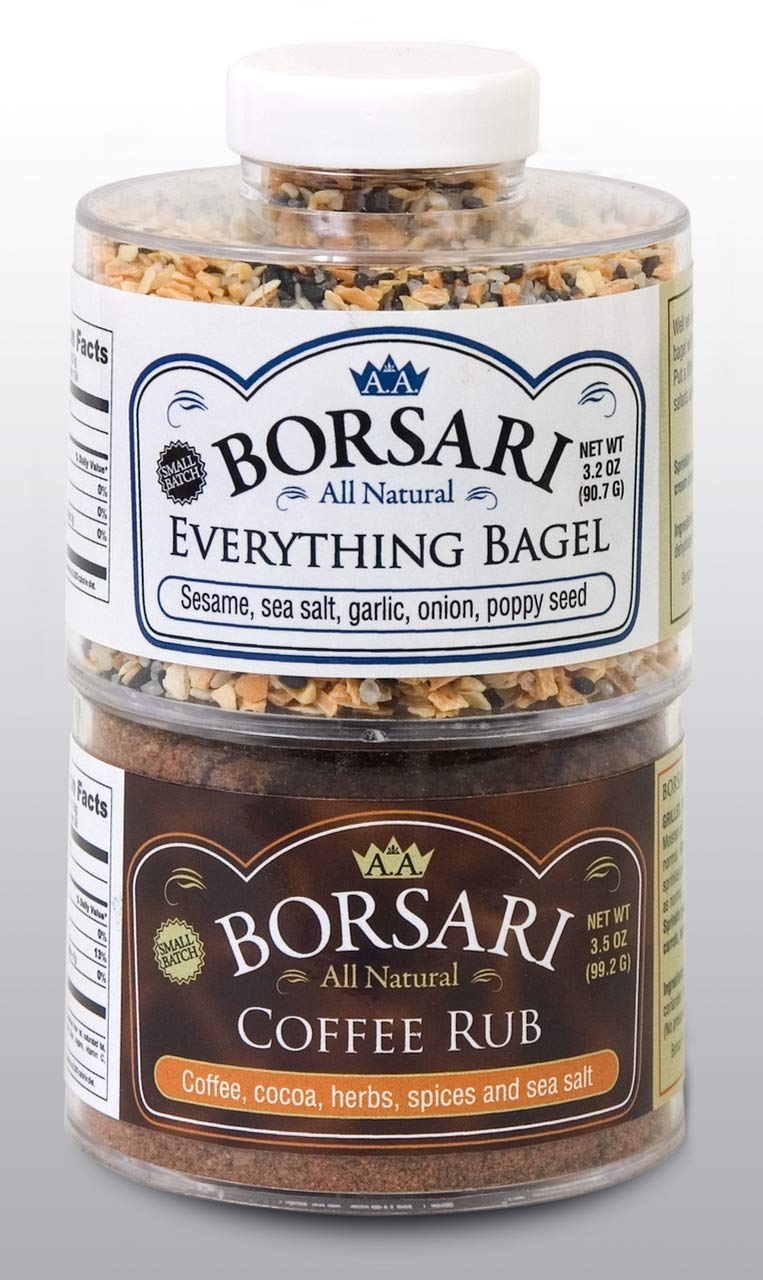Borsari Seasoned Salt Combo - All Purpose Coffee and Everything Bagel Seasonings - Gluten Free Gourmet Sea Salt Blends With Herbs and Spices - Set of 2, 3.2-3.5 oz Shaker Bottles Visit the BORSARI Store