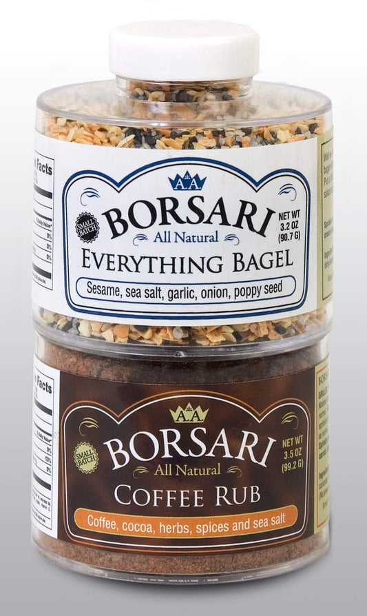 Borsari Seasoned Salt Combo - All Purpose Coffee and Everything Bagel Seasonings - Gluten Free Gourmet Sea Salt Blends With Herbs and Spices - Set of 2, 3.2-3.5 oz Shaker Bottles Visit the BORSARI Store