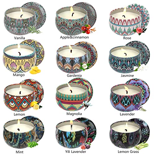 Scented Candles, 12 Pack Soy Wax Candles for Home Scented, 2.5oz Scented Candle Gift Set for Women, Lavender Jar Candles for Relaxation, Stress Relief, Bath, Yoga, Christmas, Birthday
