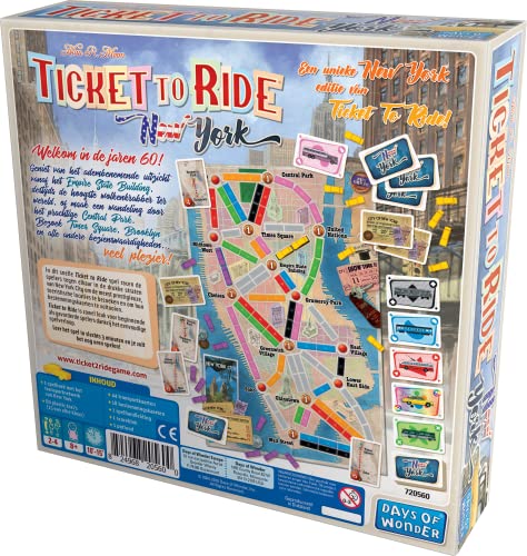 Ticket to Ride New York Board Game | Train Route-Building Strategy Game | Fun Family Game for Kids and Adults | Ages 8+ | 2-4 Players | Average Playtime 10-15 Minutes | Made by Days of Wonder
