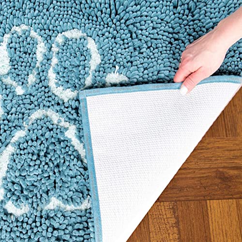 Dog Gone Smart Dirty Dog Microfiber Paw Doormat - Muddy Mats For Dogs - Super Absorbent Dog Mat Keeps Paws and Floors Clean - Machine Washable Pet Door Rugs with Non-Slip Backing | Large Pacific Blue