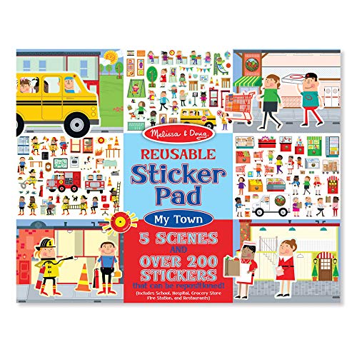 Melissa and Doug Reusable Sticker Pad: My Town - 200+ Stickers and 5 Scenes