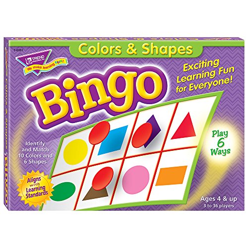 TREND ENTERPRISES: Colors and Shapes Bingo Game, Exciting Way for Everyone to Learn 10 Colors and 6 Shapes, Play 6 Different Ways, Great for Classrooms and At Home, 2 to 36 Players, For Ages 4 and Up