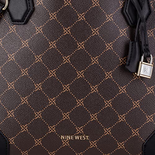 NINE WEST womens Brooklyn Jet Set Carryall SATCHEL, Brown/Black, One Size US