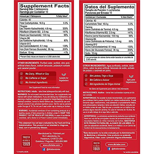 Globulo Rojo Iron Supplement - Liquid Dietary Supplement with High Potency Iron and B Vitamins (Vegan), 16 FL OZ (473 mL)