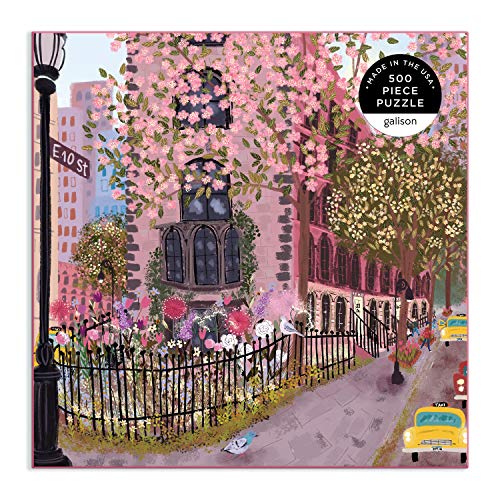 Blooming Streets 500 Piece Puzzle from Galison - Beautifully Illustrated Jigsaw Puzzle of a Local NYC Street, Fun and Challenging, Unique Gift Idea
