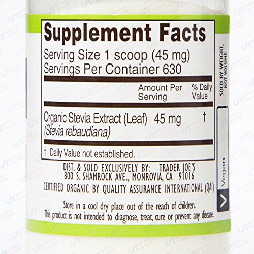 Trader Joe's ORGANIC Stevia Extract CALORIE FREE 1 OZ 630 Servings