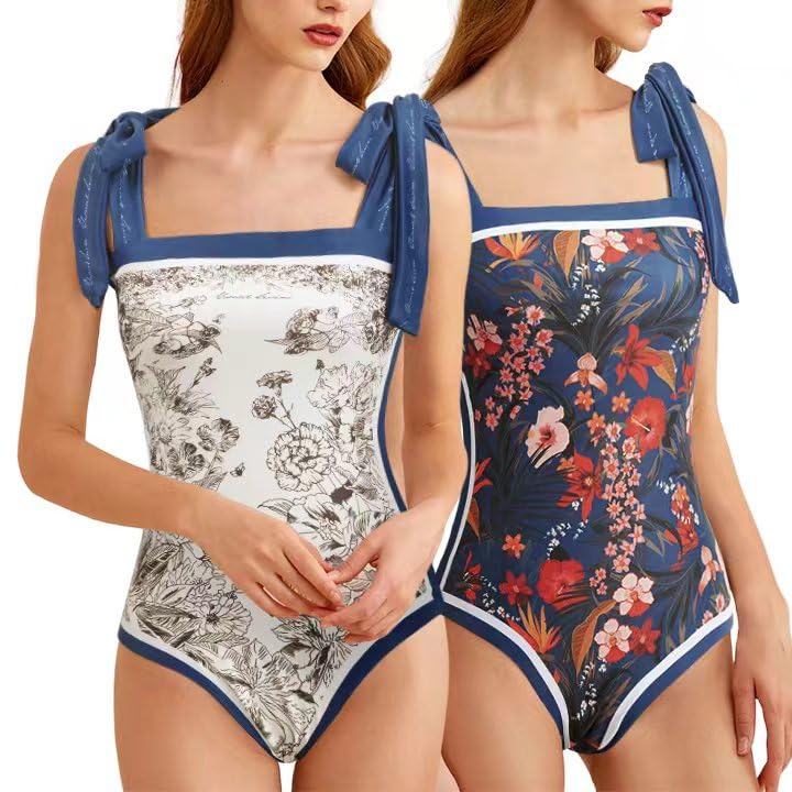 Reversible Floral Sexy One Piece Bathing Suit for Women One Piece Swimsuit Womens One Piece Swimsuits Womens Navy Blue S