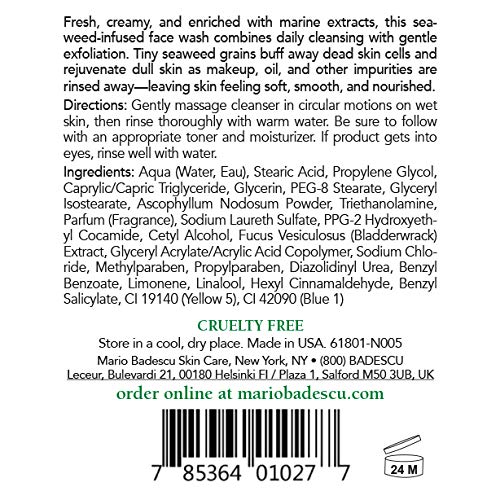 Mario Badescu Seaweed Cleansing Soap for All Skin Types |Creamy Cleanser that Gently Exfoliates |Formulated with Seaweed Grains and Bladderwrack Extract, 8 Fl Oz