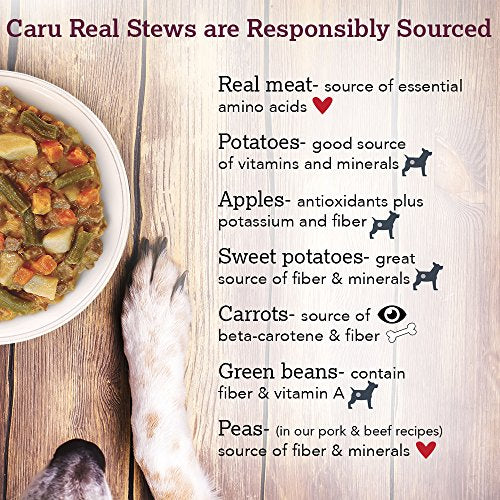 Caru Real Beef Stew for Dogs, Natural Adult Wet Dog Food with Added Vitamins and Minerals, Free From Grain, Wheat and Gluten (Pack of 12)