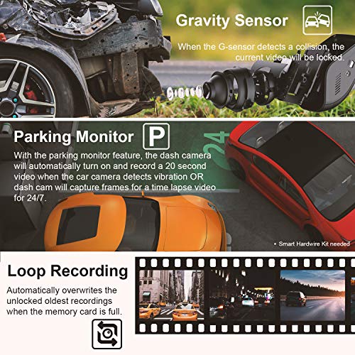 REXING V1 - 4K Ultra HD Car Dash Cam 2.4' LCD Screen, Wi-Fi, 170° Wide Angle Dashboard Camera Recorder with G-Sensor, WDR, Loop Recording, Supercapacitor, Mobile App, 256GB Supported