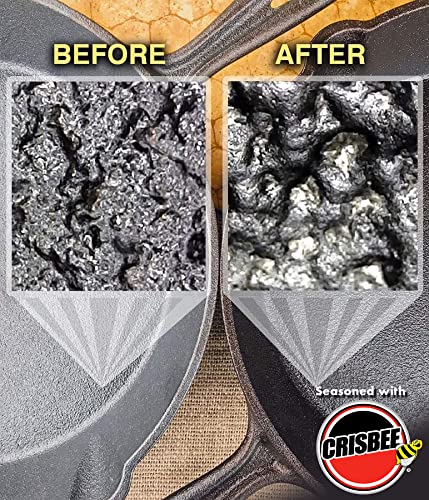 Crisbee Stik® Cast Iron and Carbon Steel Seasoning - Family Made in USA - The Cast Iron Seasoning Oil and Conditioner Preferred by Experts - Maintain a Cleaner Non-Stick Skillet