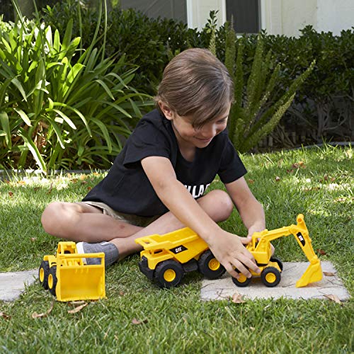 Cat Construction 7' Dump Truck, Loader and Excavator toys Combo Pack Yellow