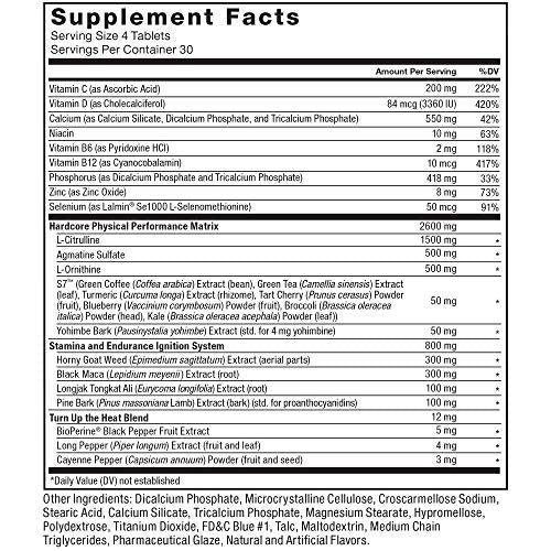 SCORE!,2-Pack,Hardcore Nitric Oxide Booster Supplement for Men with L-Citrulline,Yohimbe,Black Maca and B Vitamins to Boost Nitric Oxide,Increase Stamina,Maximize Physical Performance,240 Tablets