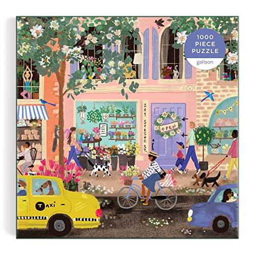 Spring Street 1000 Piece Puzzle in a Square Box from Galison - 1000 Piece Puzzle for Adults, Beautiful Illustrations from Joy Laforme, Thick and Sturdy Pieces, Idea