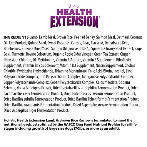 Health Extension Dry Dog Food, Natural Food for All Puppies and Dogs with Added Vitamins and Mineral, Lamb and Brown Rice Recipe (4 Lb / 1.8 Kg)