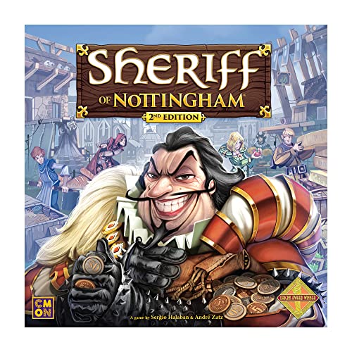 Sheriff of Nottingham 2nd Edition Board Game | Strategy Game | Medieval Bluffing Game | Card Drafting Game for Adults and Teens | Ages 14+ | 3-6 Players | Average Playtime 60 Minutes | Made by CMON