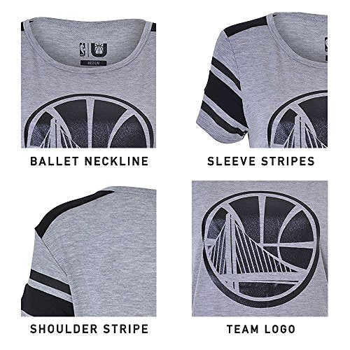 Ultra Game NBA San Antonio Spurs Womens Box Out Varsity Stripe Tee Shirt, Heather Gray, Medium