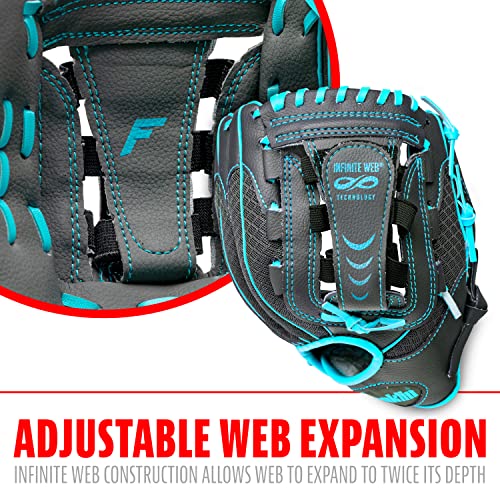 Franklin Sports Kids Baseball Glove - Youth Baseball, Softball + Teeball Glove for Boys + Girls - Shok Sorb Glove - Right Hand Throw - Blue - 10.5'