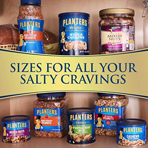 PLANTERS Deluxe Mixed Nuts with Sea Salt, 27 oz. Resealable Container - Variety Mixed Nuts Snacks with Cashews, Almonds, Pecans, Pistachios and Hazelnuts - Energy Boost - Kosher
