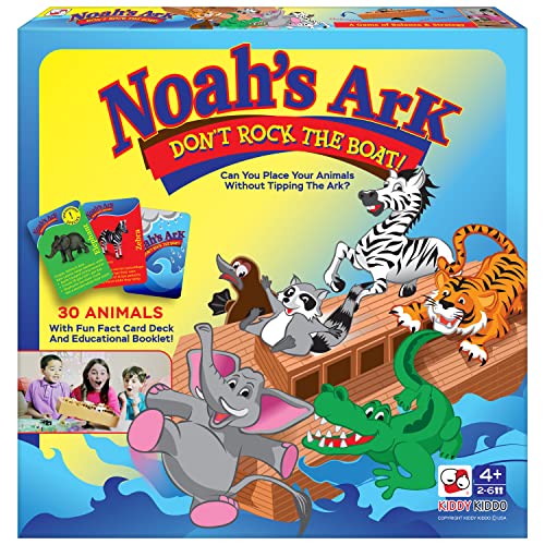 Noah's Ark Board Game, Don't Rock The Boat, Strategy Balancing Game, Hand-Eye Coordination, Religious Stacking Educational Board Game with Animal Toys
