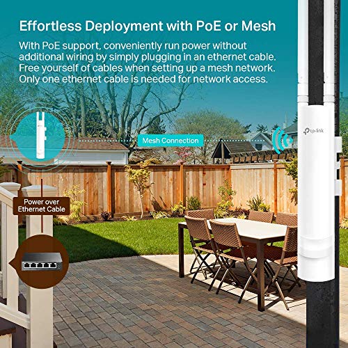 TP-Link EAP225-Outdoor | Omada AC1200 Wireless Gigabit Outdoor Access Point | Business WiFi Solution w/ Mesh Support, Seamless Roaming and MU-MIMO | PoE Powered | SDN Integrated | Cloud Access and App