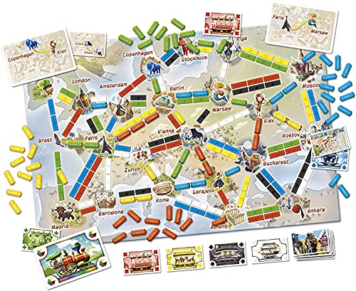 Ticket to Ride Europe First Journey Board Game | Strategy Game | Train Adventure Game | Fun Family Game for Kids and Adults | Ages 6+ | 2-4 Players | Avg. Playtime 15-30 Mins | Made by Days of Wonder