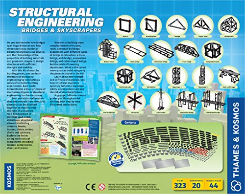 Thames and Kosmos Structural Engineering: Bridges and Skyscrapers | Science and Engineering Kit | Build 20 Models | Learn about Force, Load, Compression, Tension | Parents' Choice Gold Award Winner, Blue