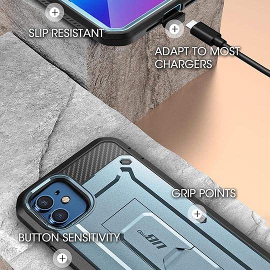 SUPCASE Unicorn Beetle Pro Series Case for iPhone 12 Mini (2020 Release) 5.4 Inch, Built-in Screen Protector Full-Body Rugged Holster Case (Cerulean)